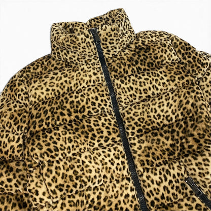 Moncler Bady Leopard Print Down Jacket Puffer Brown — view 4
