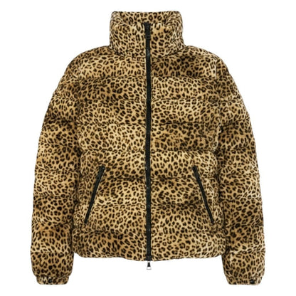 Moncler Bady Leopard Print Down Jacket Puffer Brown