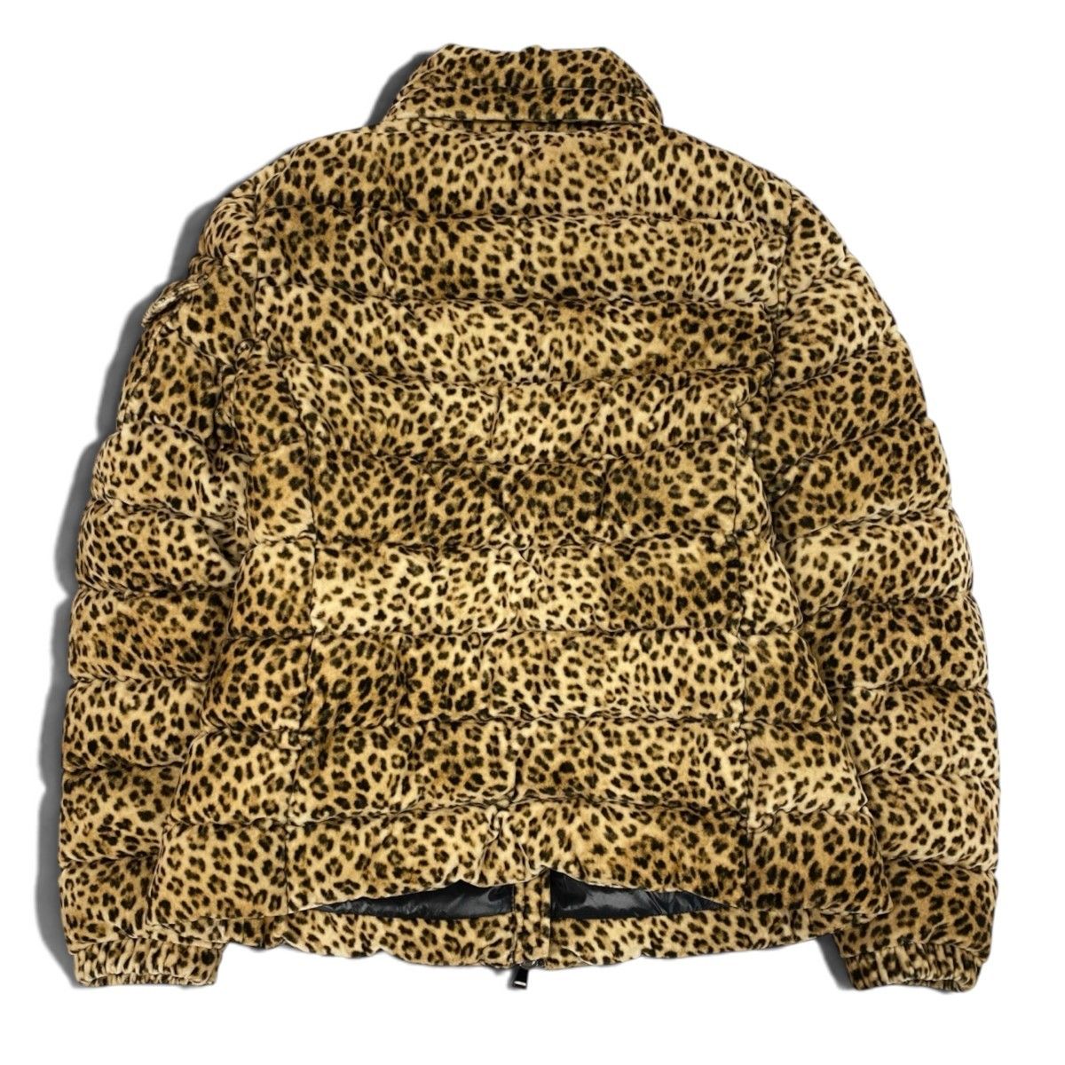 Moncler Bady Leopard Print Down Jacket Puffer Brown — view 3