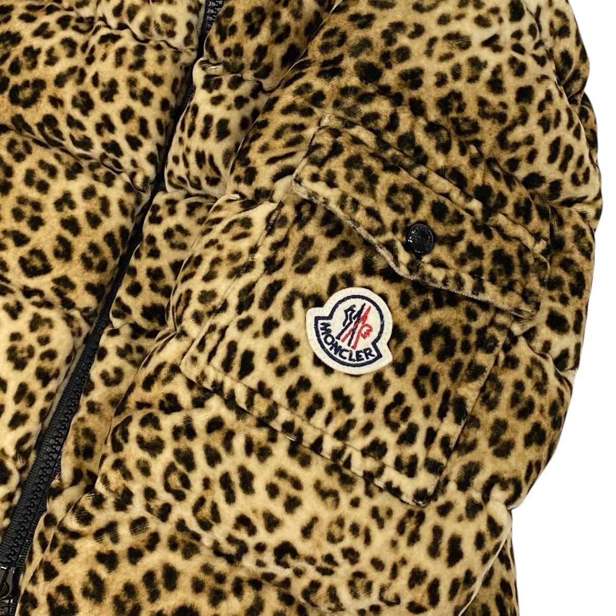 Moncler Bady Leopard Print Down Jacket Puffer Brown — view 7