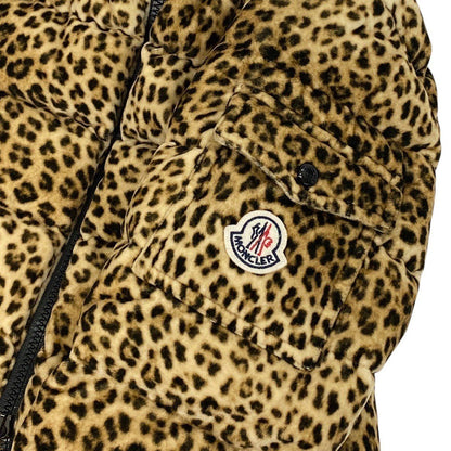 Moncler Bady Leopard Print Down Jacket Puffer Brown — view 7