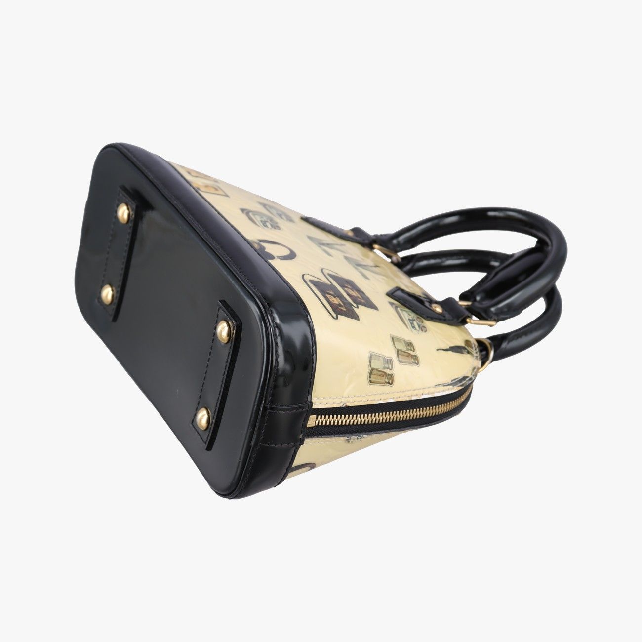 Louis Vuitton Stickers Alma BB Ivory Black Multi Vernis Handbag — view 6