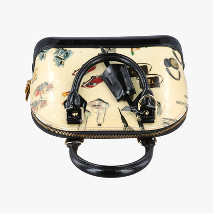 Louis Vuitton Stickers Alma BB Ivory Black Multi Vernis Handbag — view 8