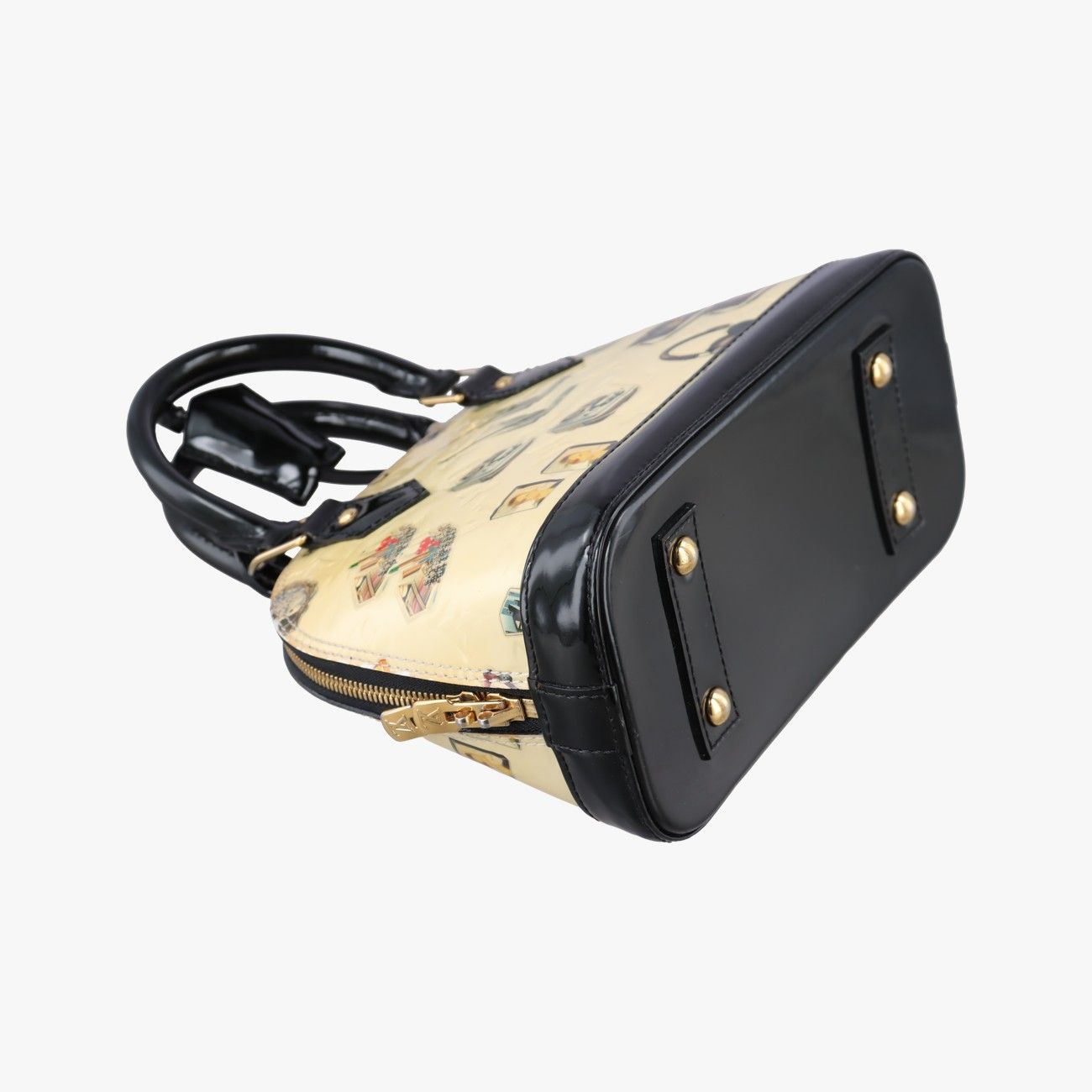 Louis Vuitton Stickers Alma BB Ivory Black Multi Vernis Handbag — view 7
