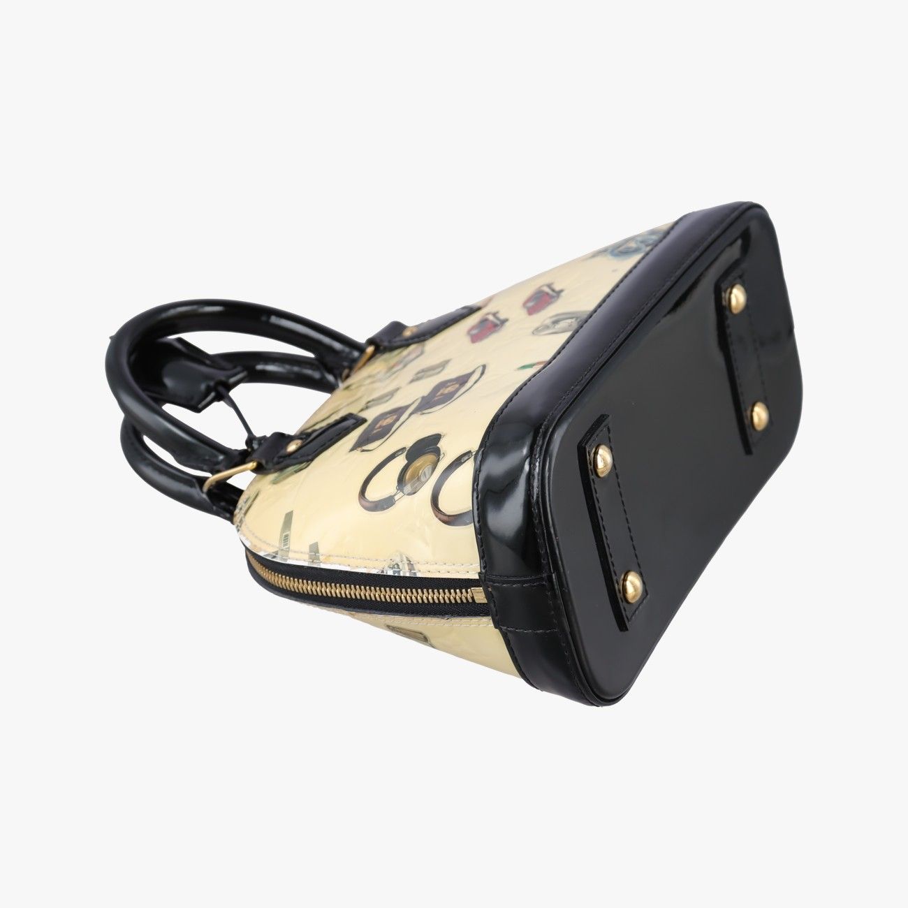 Louis Vuitton Stickers Alma BB Ivory Black Multi Vernis Handbag — view 5