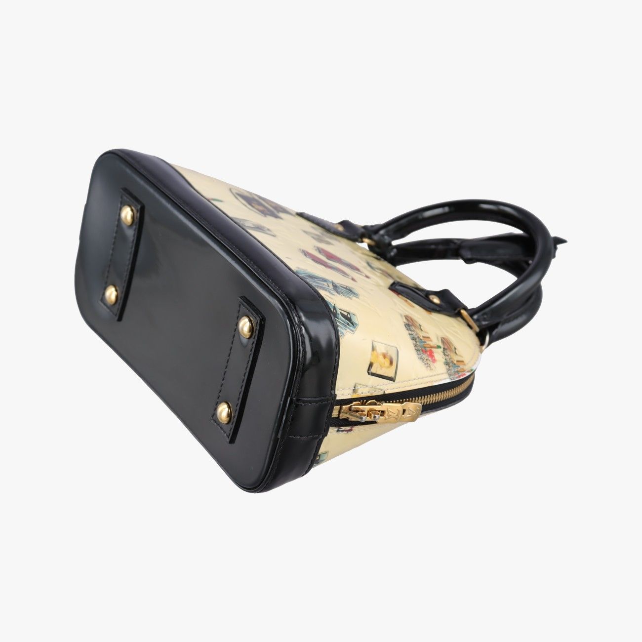Louis Vuitton Stickers Alma BB Ivory Black Multi Vernis Handbag — view 4
