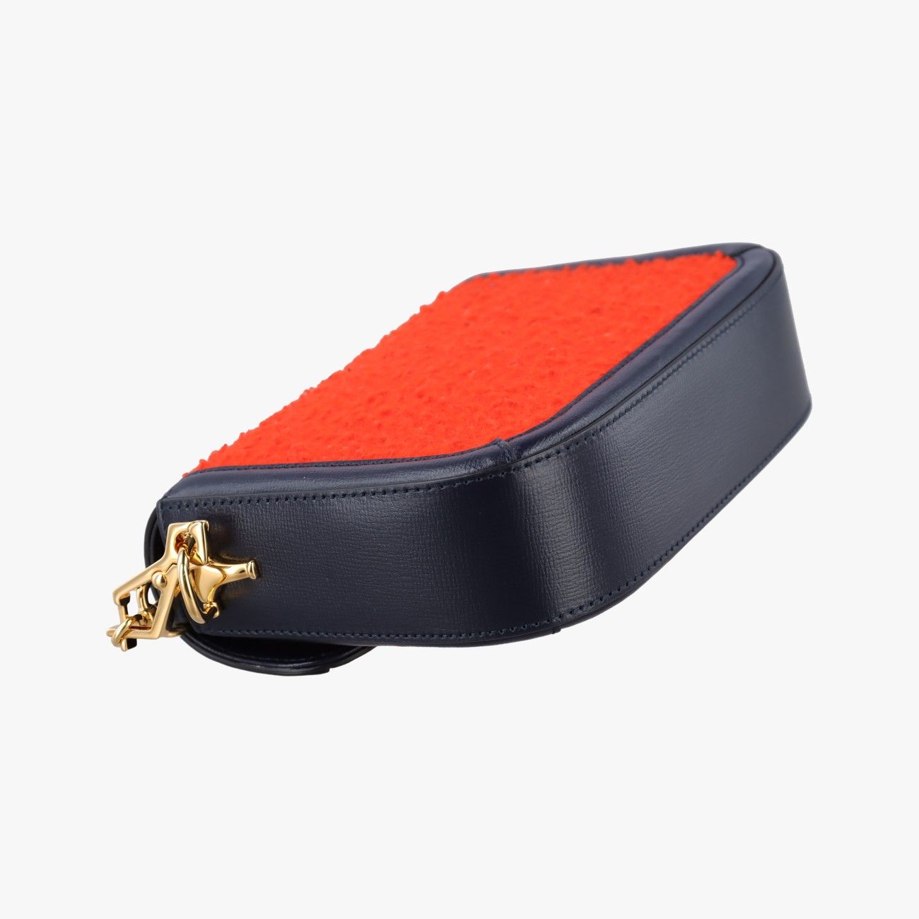 Gucci Horsebit Orange Navy Tweed Leather Shoulder Bag — view 7