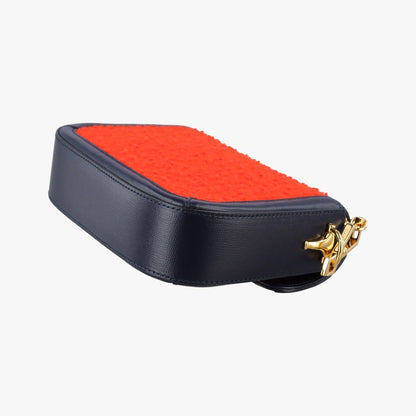 Gucci Horsebit Orange Navy Tweed Leather Shoulder Bag — view 6