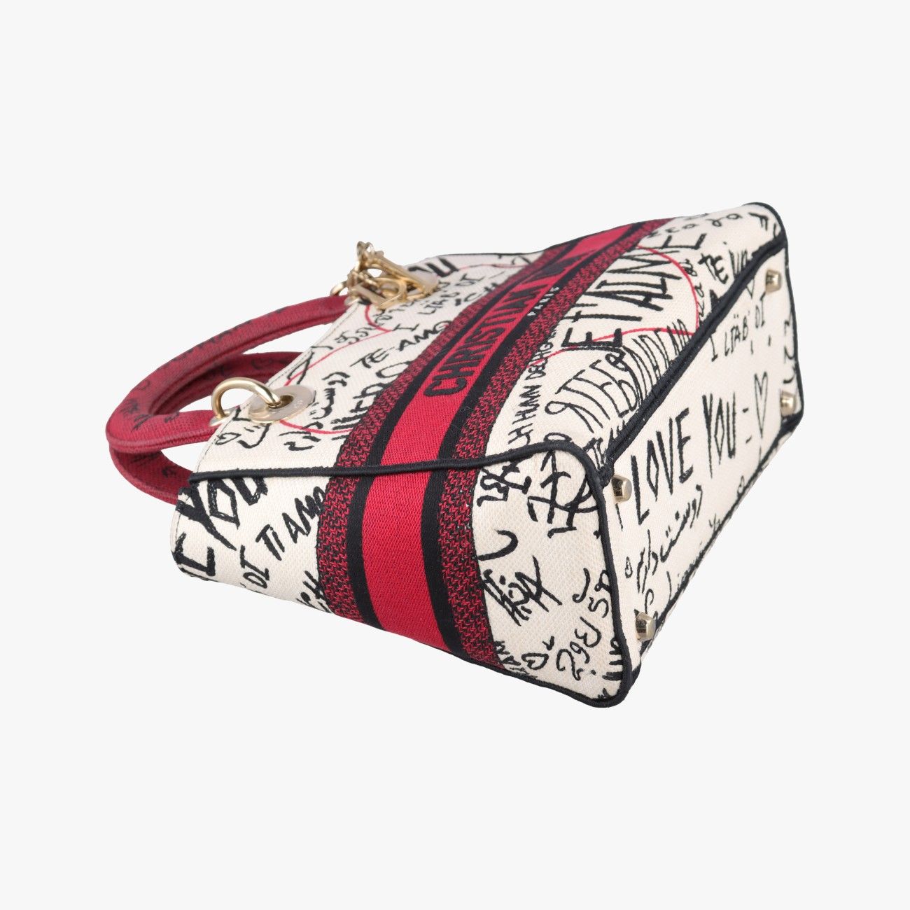 Dior Lady Dior D-Lite White Multicolor Canvas Shoulder Bag — view 5