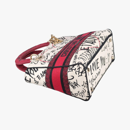 Dior Lady Dior D-Lite White Multicolor Canvas Shoulder Bag — view 5