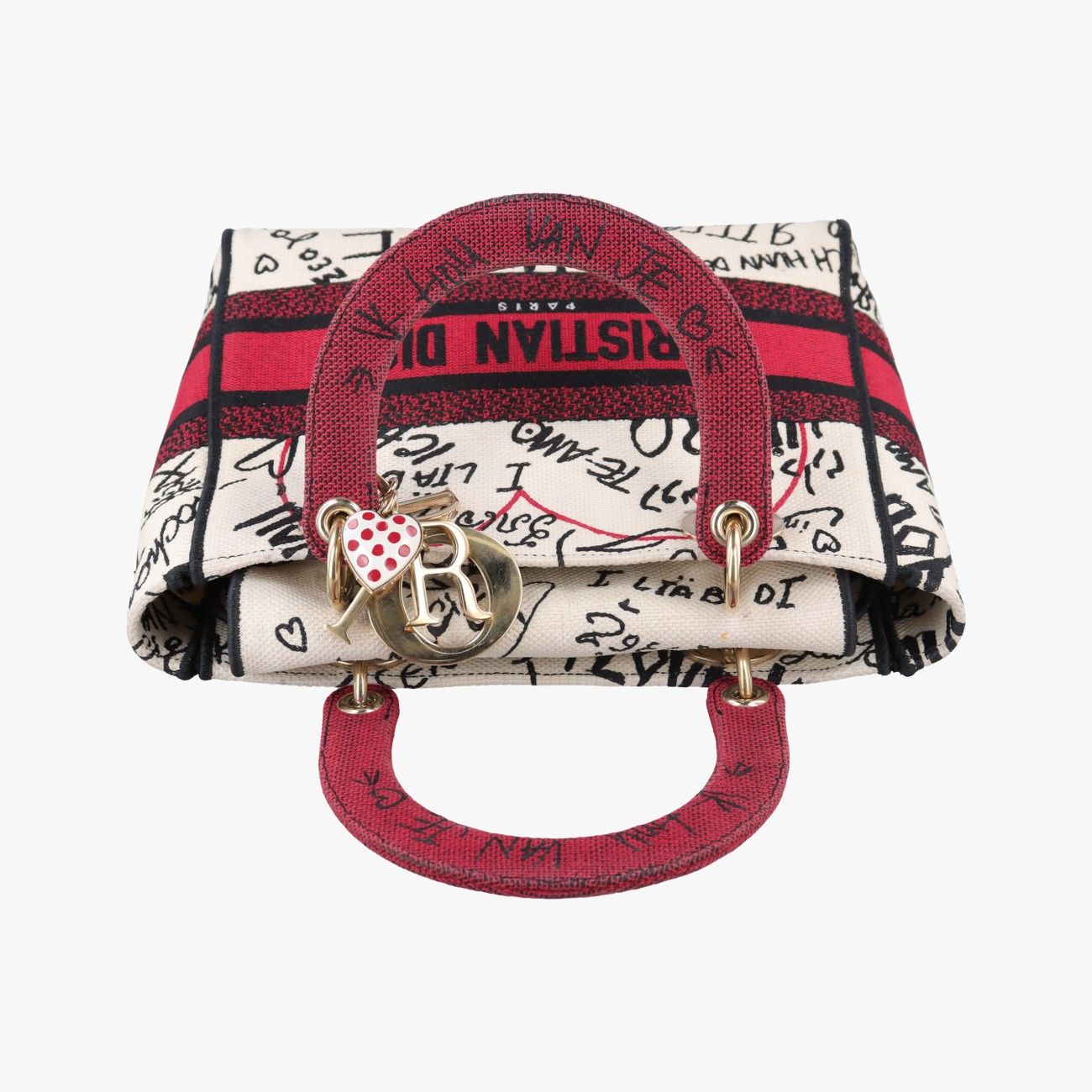 Dior Lady Dior D-Lite White Multicolor Canvas Shoulder Bag — view 8