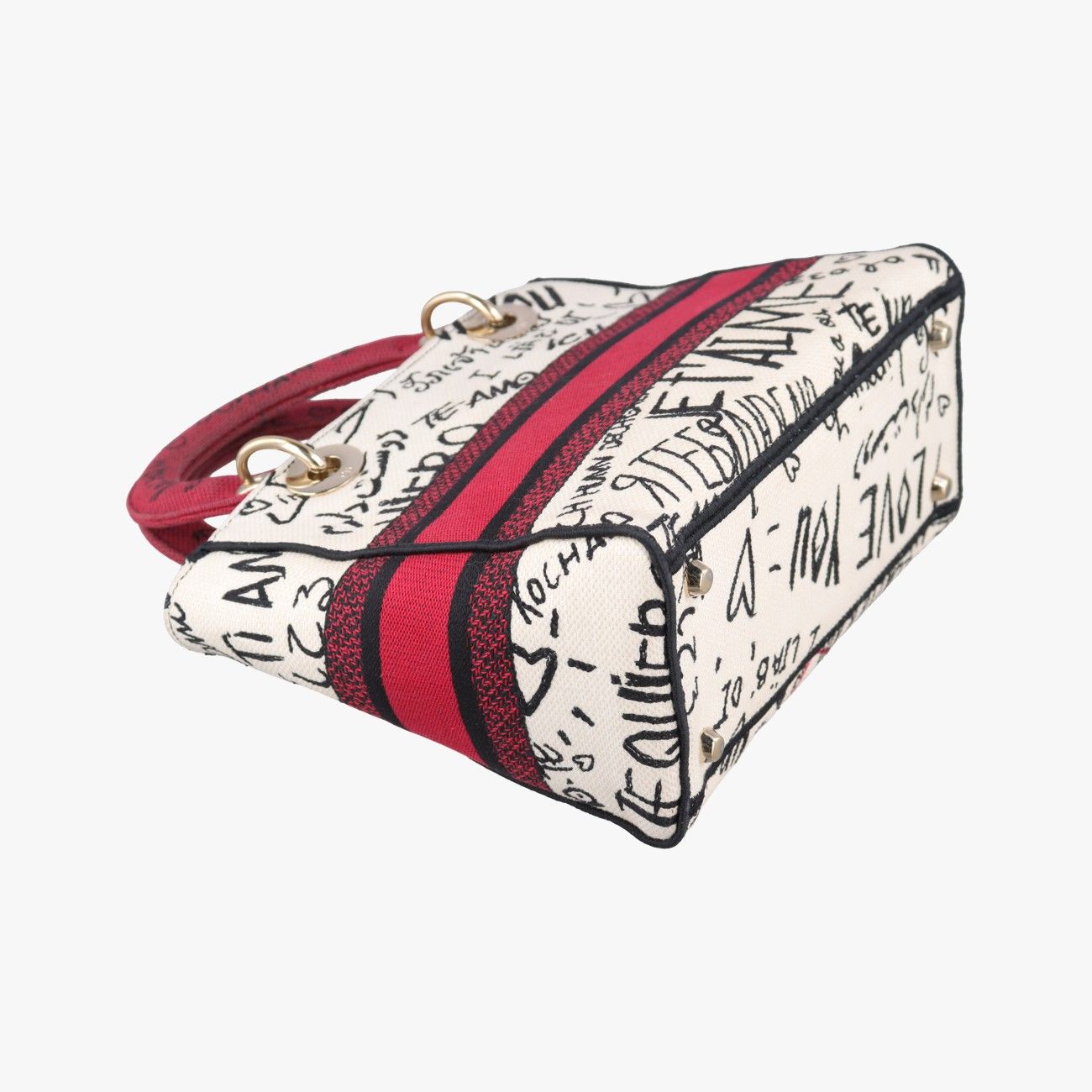 Dior Lady Dior D-Lite White Multicolor Canvas Shoulder Bag — view 7