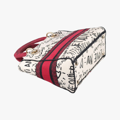 Dior Lady Dior D-Lite White Multicolor Canvas Shoulder Bag — view 7