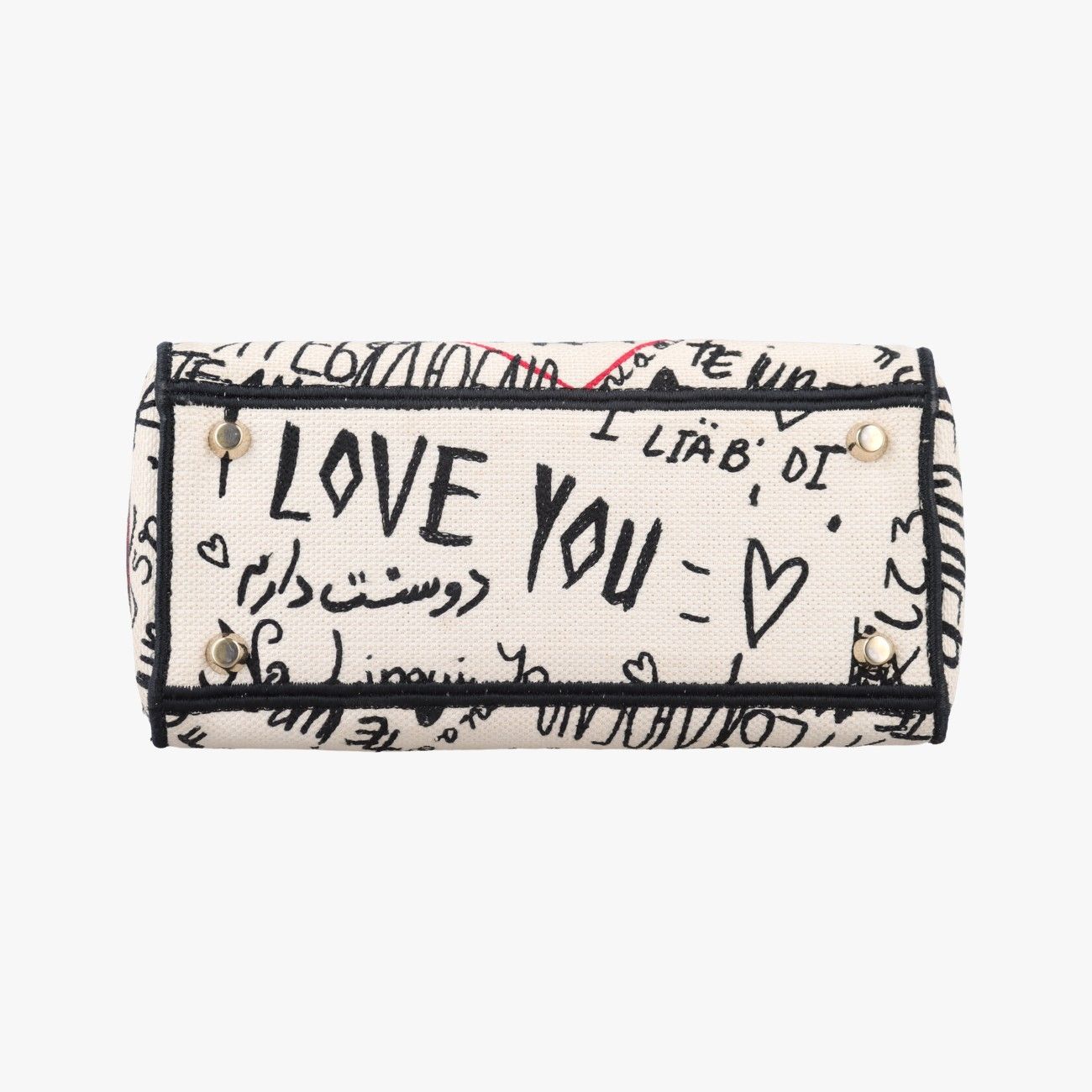 Dior Lady Dior D-Lite White Multicolor Canvas Shoulder Bag — view 3