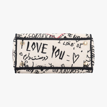 Dior Lady Dior D-Lite White Multicolor Canvas Shoulder Bag — view 3