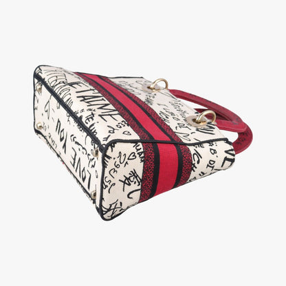 Dior Lady Dior D-Lite White Multicolor Canvas Shoulder Bag — view 6
