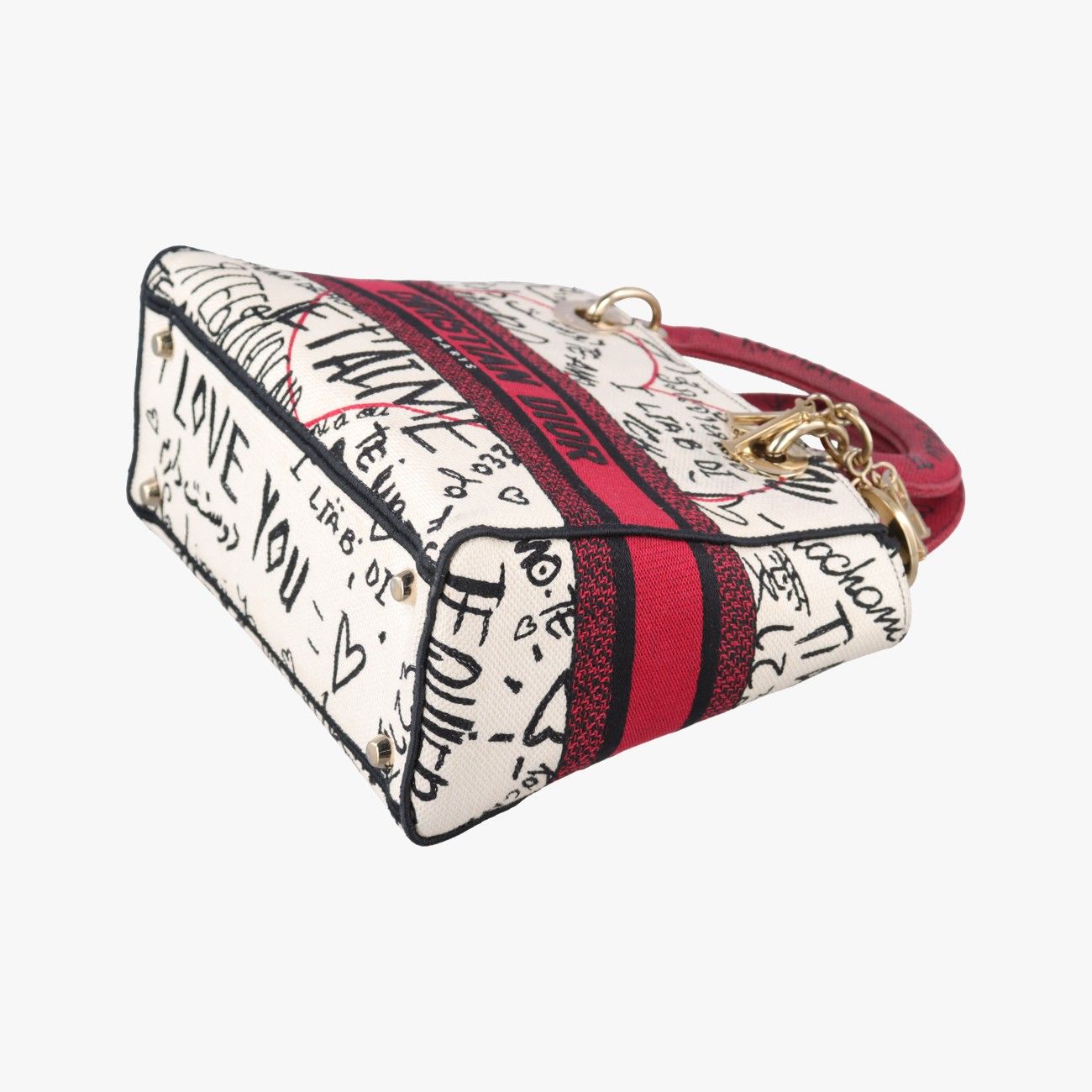 Dior Lady Dior D-Lite White Multicolor Canvas Shoulder Bag — view 4