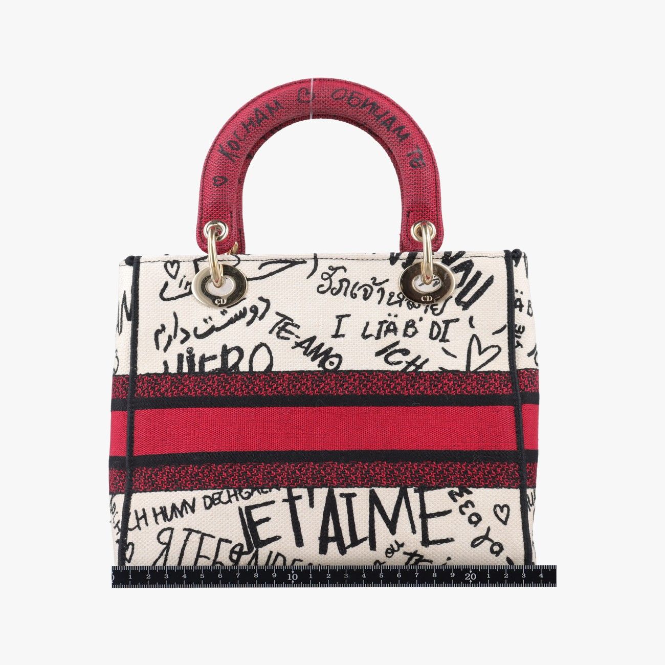 Dior Lady Dior D-Lite White Multicolor Canvas Shoulder Bag — view 2