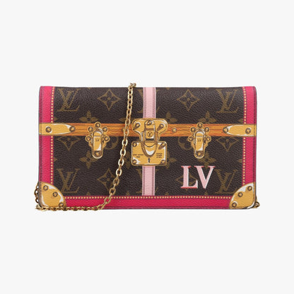 Louis Vuitton Pochette Weekend Monogram Brown Fuchsia Pink Canvas Shoulder Bag
