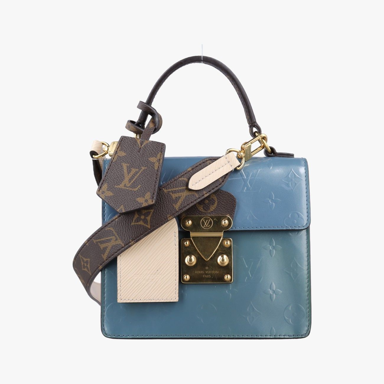Louis Vuitton Spring Street PM Blue Brown White Vernis Monogram Epi Shoulder Bag