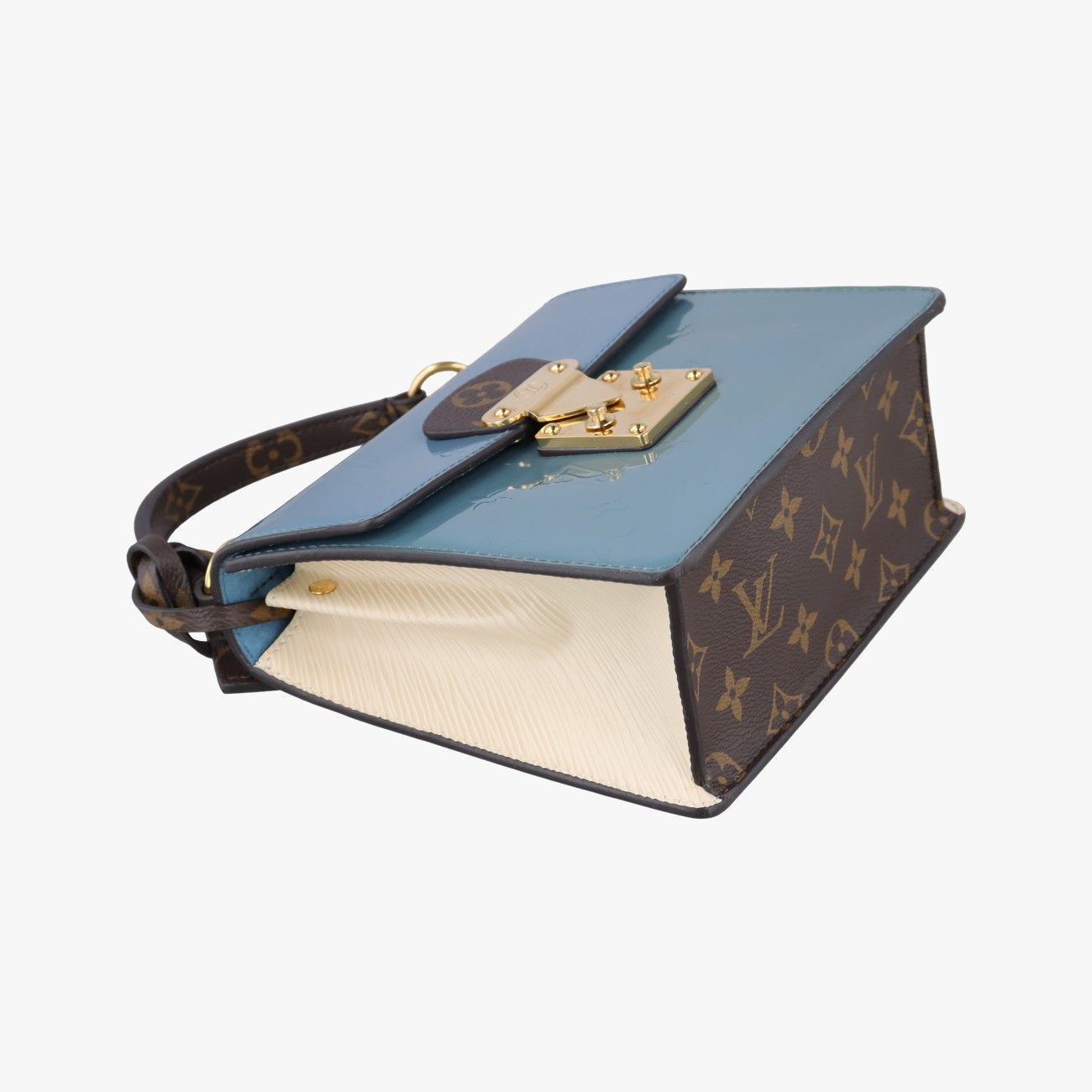 Louis Vuitton Spring Street PM Blue Brown White Vernis Monogram Epi Shoulder Bag — view 5