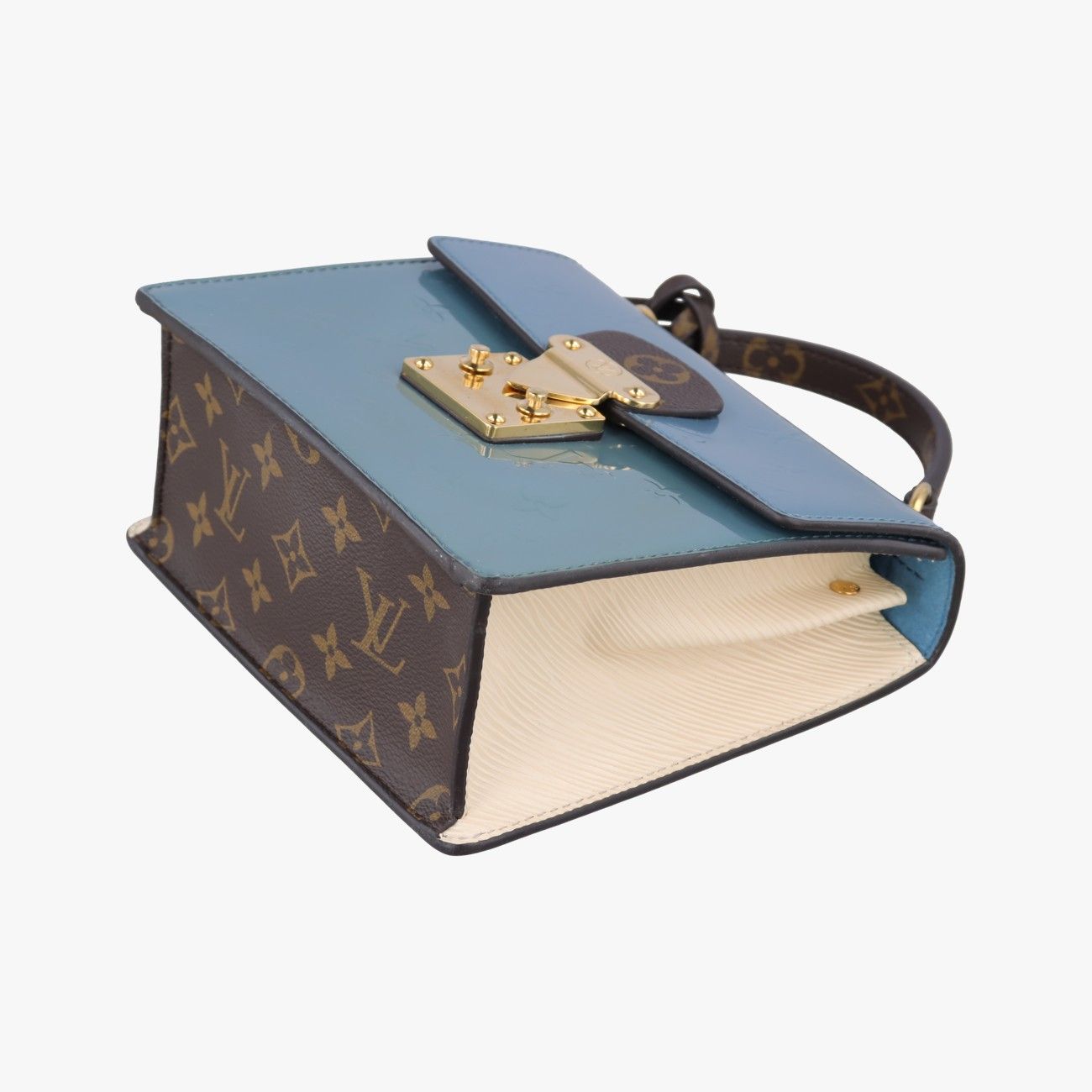 Louis Vuitton Spring Street PM Blue Brown White Vernis Monogram Epi Shoulder Bag — view 4