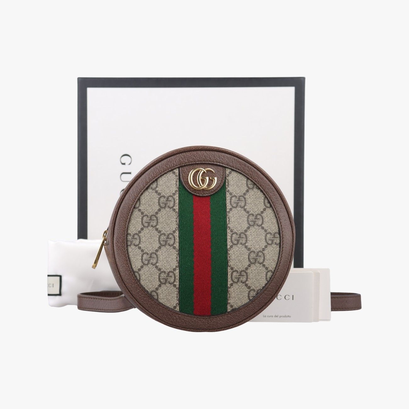 Gucci Ophidia Brown Beige Multi Canvas Leather Backpack