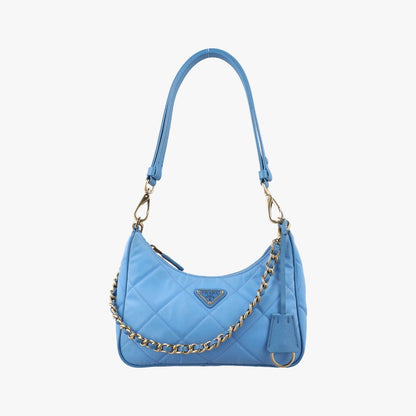 Prada Re Edition Re-Nylon Periwimble Blue Nylon Saffiano Leather Shoulder Bag