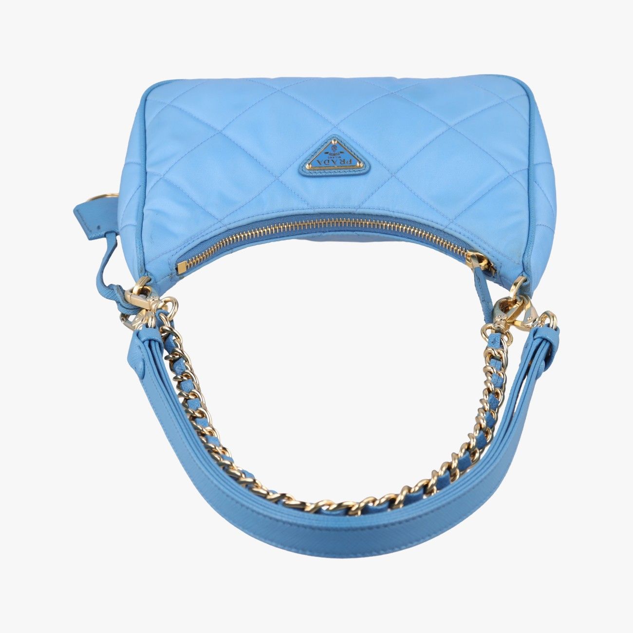 Prada Re Edition Re-Nylon Periwimble Blue Nylon Saffiano Leather Shoulder Bag — view 8