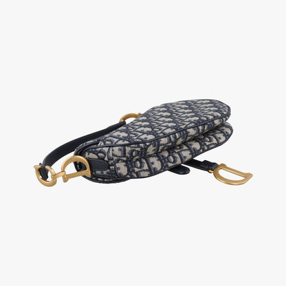 Dior Saddle Blue Black Jacquard Shoulder Bag — view 7