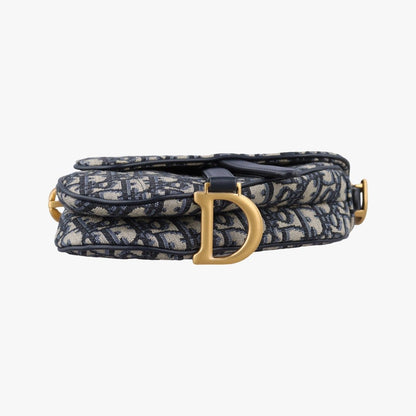 Dior Saddle Blue Black Jacquard Shoulder Bag — view 3