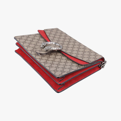 Gucci Dionysus Beige Red Canvas Suede Shoulder Bag — view 4