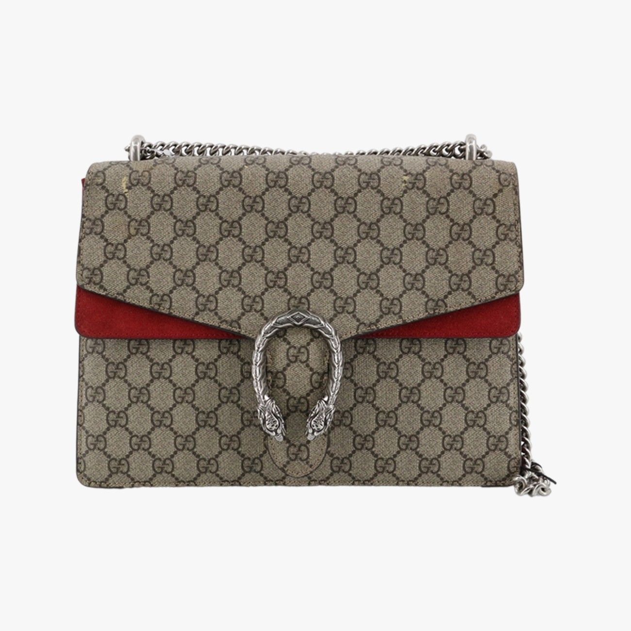 Gucci Dionysus Beige Red Canvas Suede Shoulder Bag