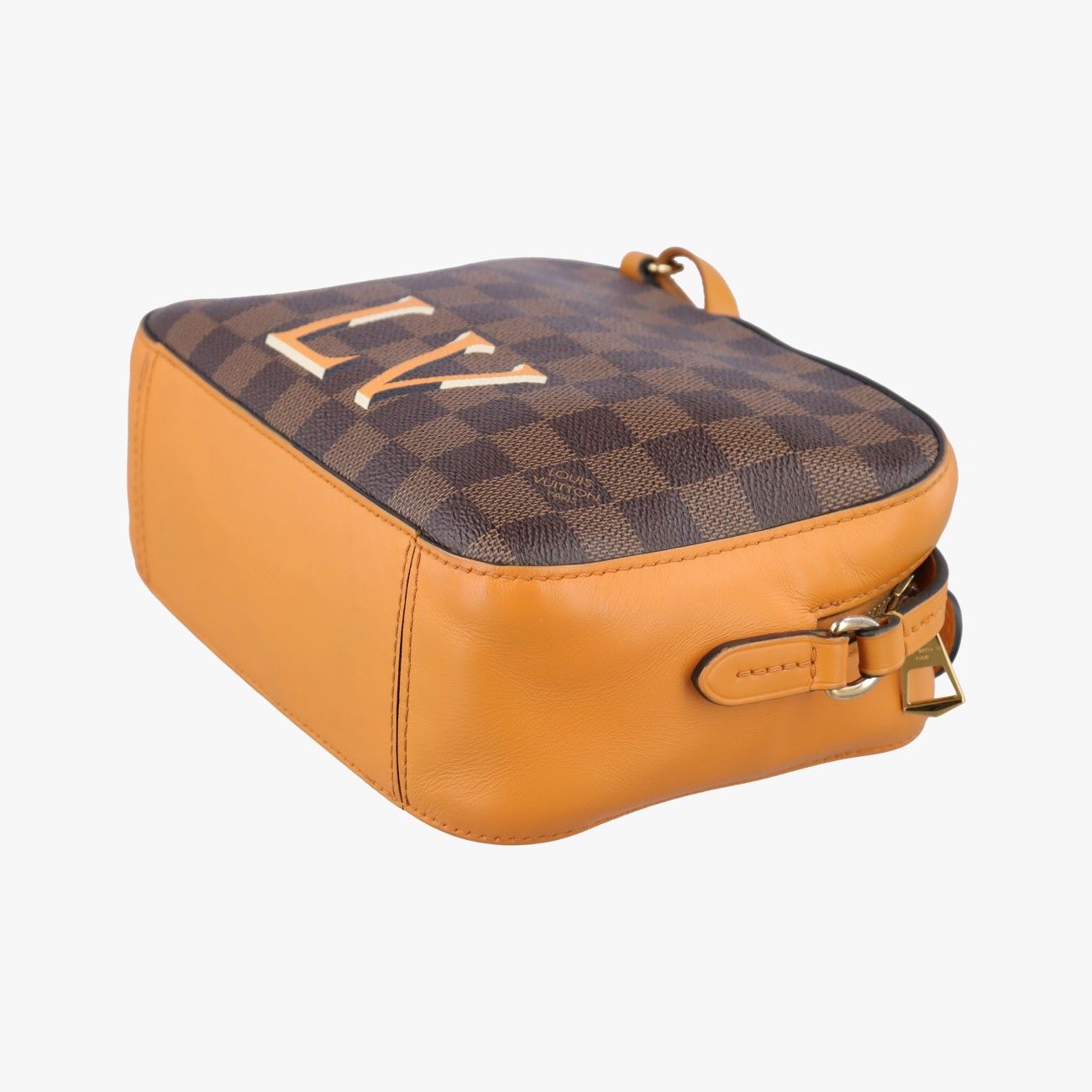 Louis Vuitton Santa Monica Ebene Saffron Damier Canvas Calf Leather Shoulder Bag — view 4