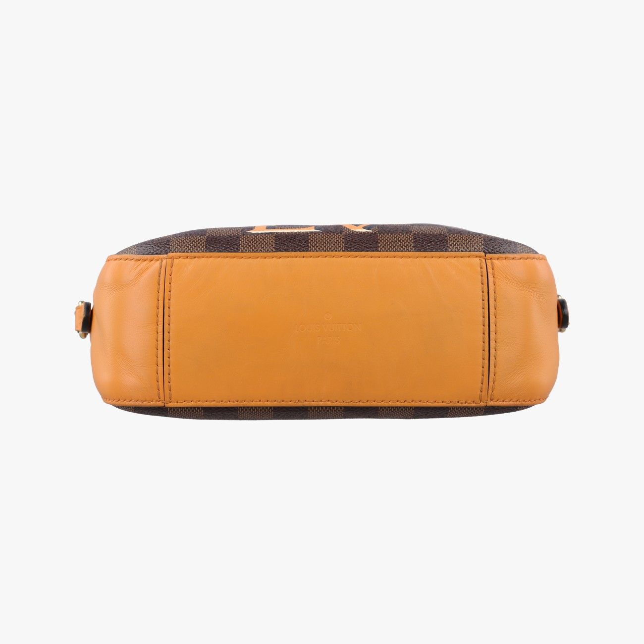 Louis Vuitton Santa Monica Ebene Saffron Damier Canvas Calf Leather Shoulder Bag — view 3