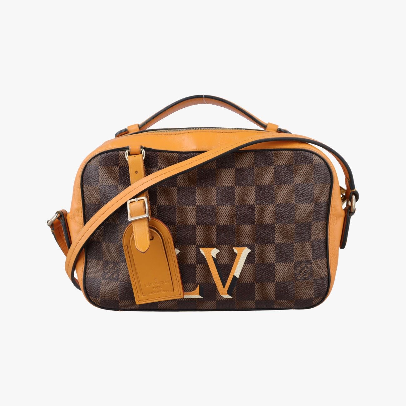 Louis Vuitton Santa Monica Ebene Saffron Damier Canvas Calf Leather Shoulder Bag