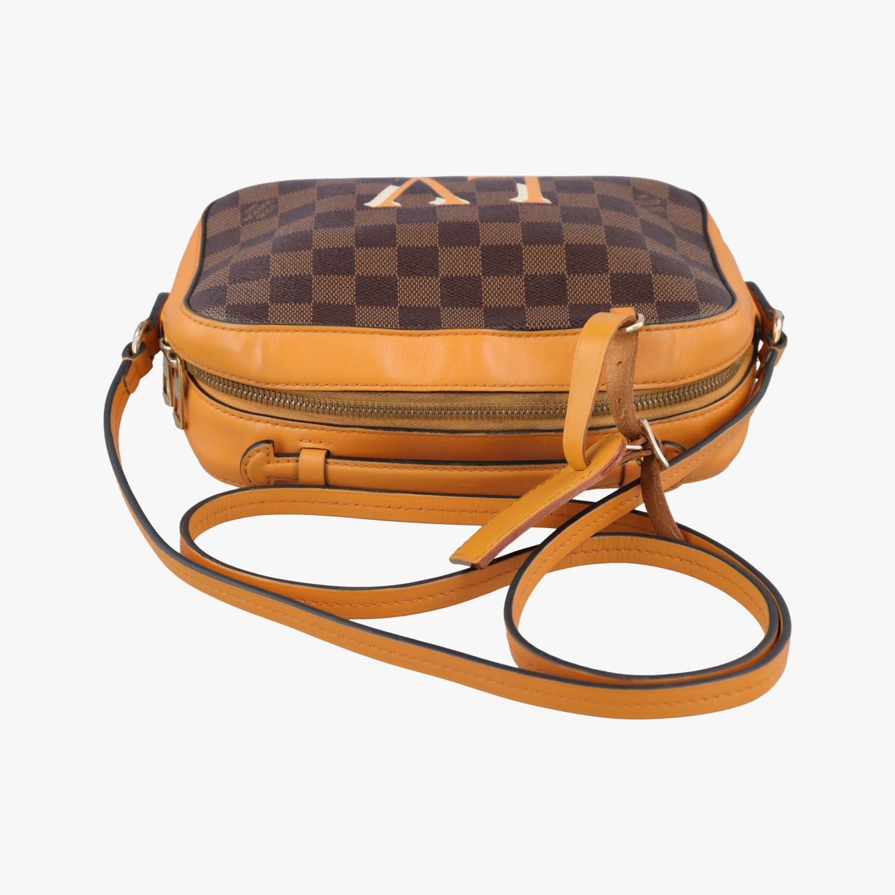 Louis Vuitton Santa Monica Ebene Saffron Damier Canvas Calf Leather Shoulder Bag — view 8