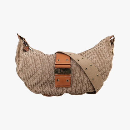 Dior Street Chic Beige Camel Canvas Leather Shoulder Bag
