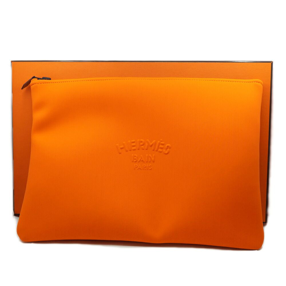 Hermes Neobain GM Pouch Orange Black — view 8