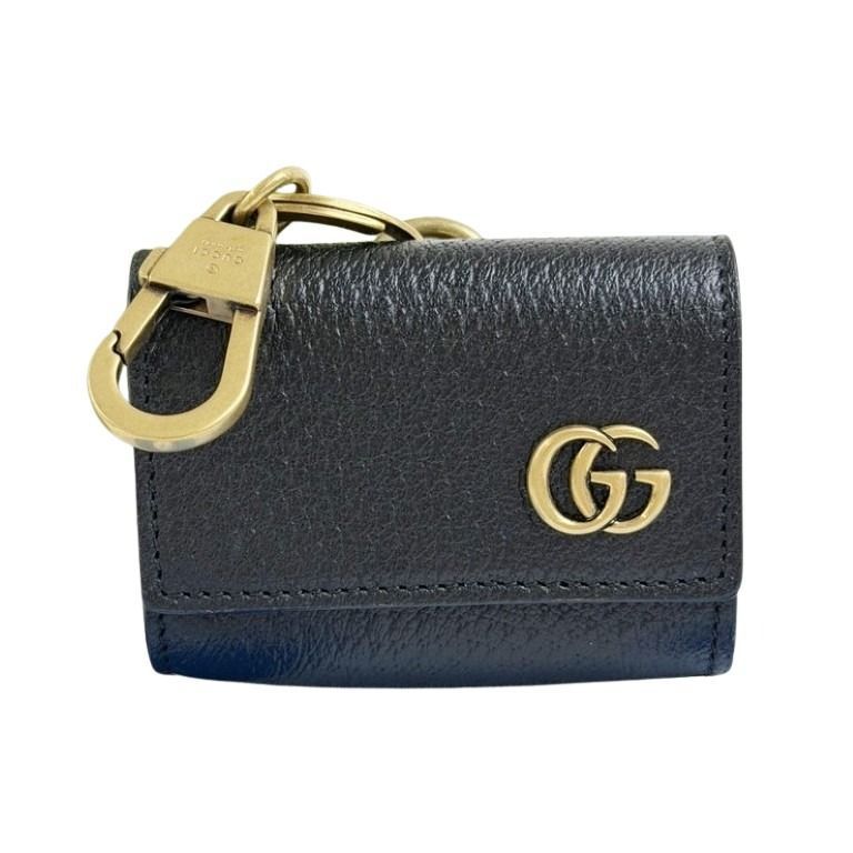 Gucci Earphones Case GG Marmont Airpods Black Leather Gold Shoulder Bag