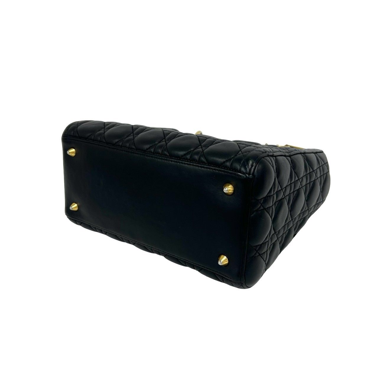 Dior Lady Dior Cannage Stitch Leather 2-Way Shoulder Bag Black — view 8