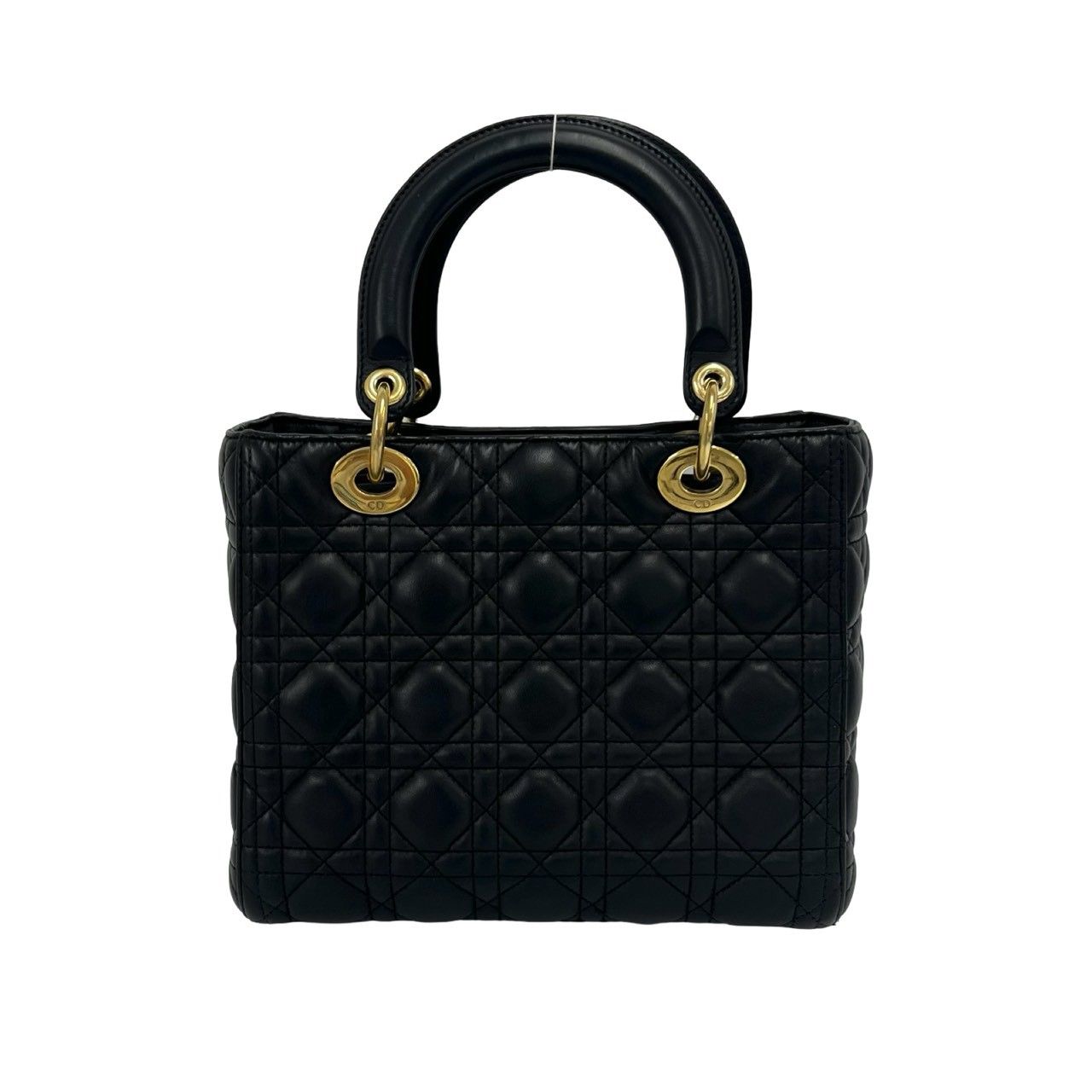Dior Lady Dior Cannage Stitch Leather 2-Way Shoulder Bag Black — view 3