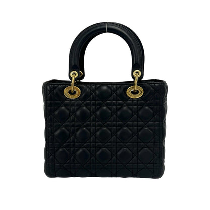 Dior Lady Dior Cannage Stitch Leather 2-Way Shoulder Bag Black — view 3