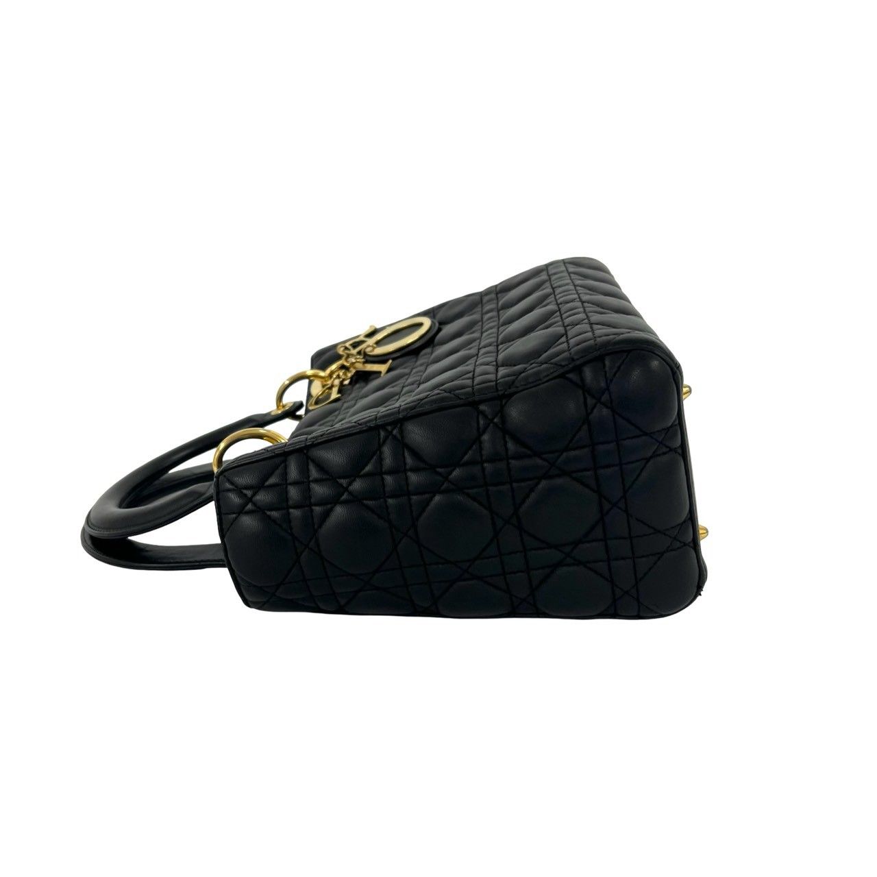 Dior Lady Dior Cannage Stitch Leather 2-Way Shoulder Bag Black — view 5