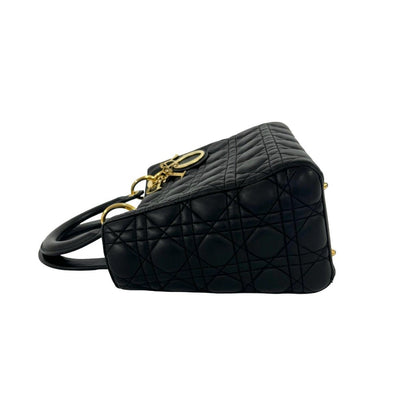 Dior Lady Dior Cannage Stitch Leather 2-Way Shoulder Bag Black — view 5