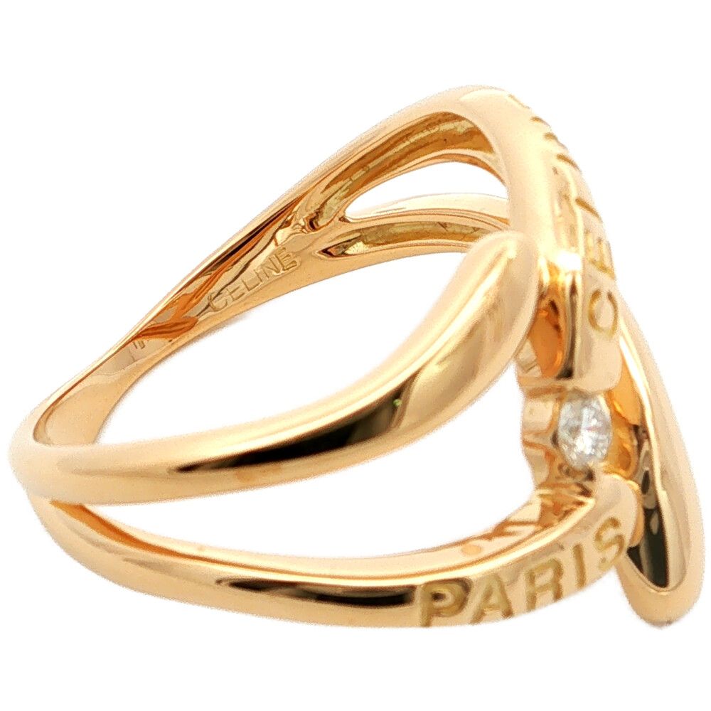 Celine Logo Diamond Ring 18K Yellow Gold — view 5