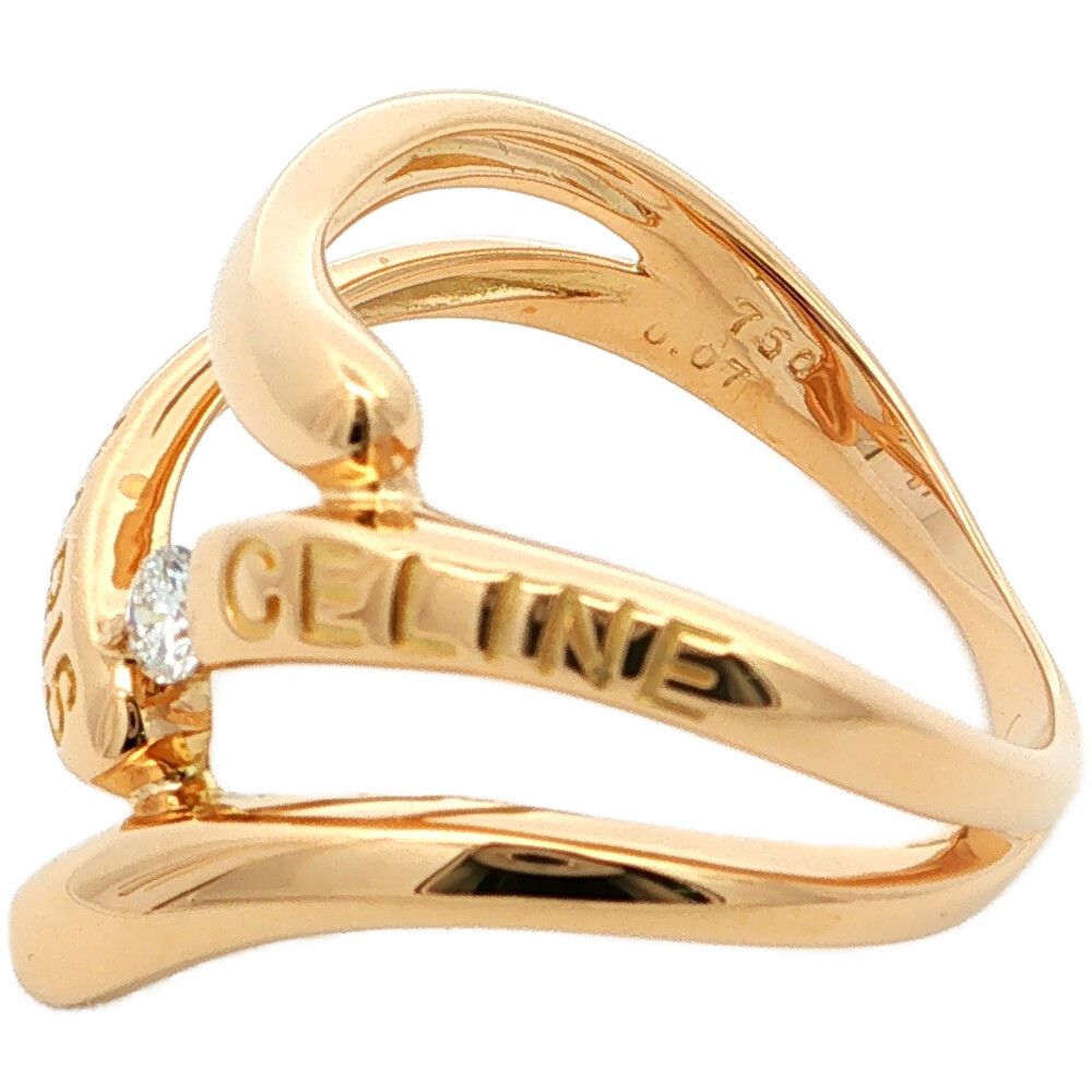 Celine Logo Diamond Ring 18K Yellow Gold — view 4