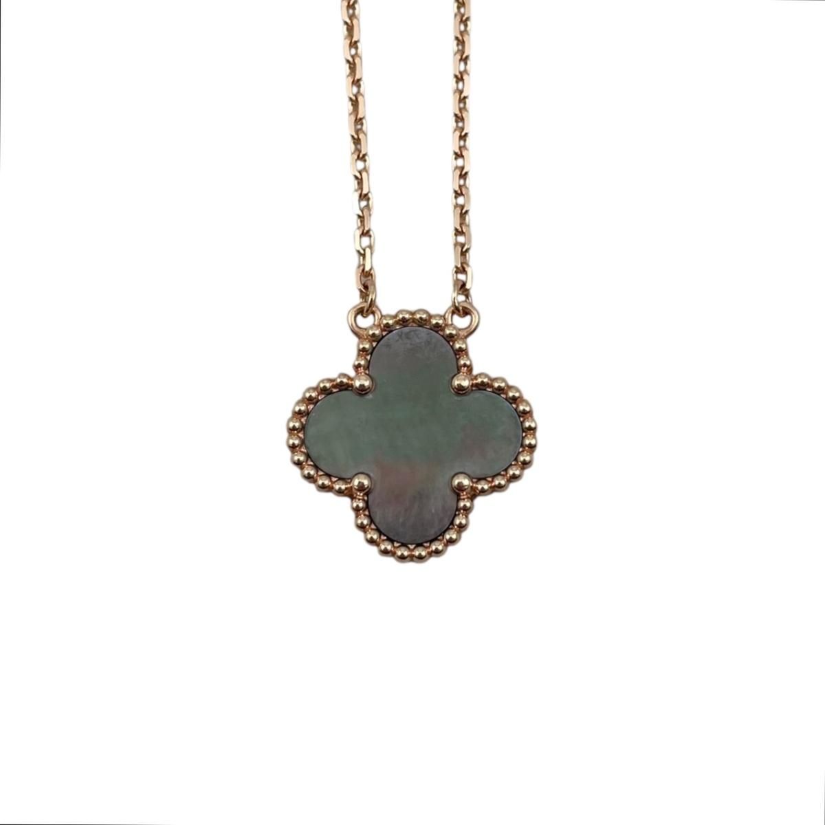 Van Cleef & Arpels Necklace Vintage Alhambra Pendant Rose Gold Gray — view 4