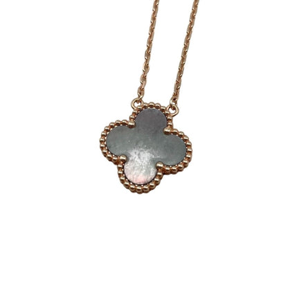 Van Cleef & Arpels Necklace Vintage Alhambra Pendant Rose Gold Gray — view 6