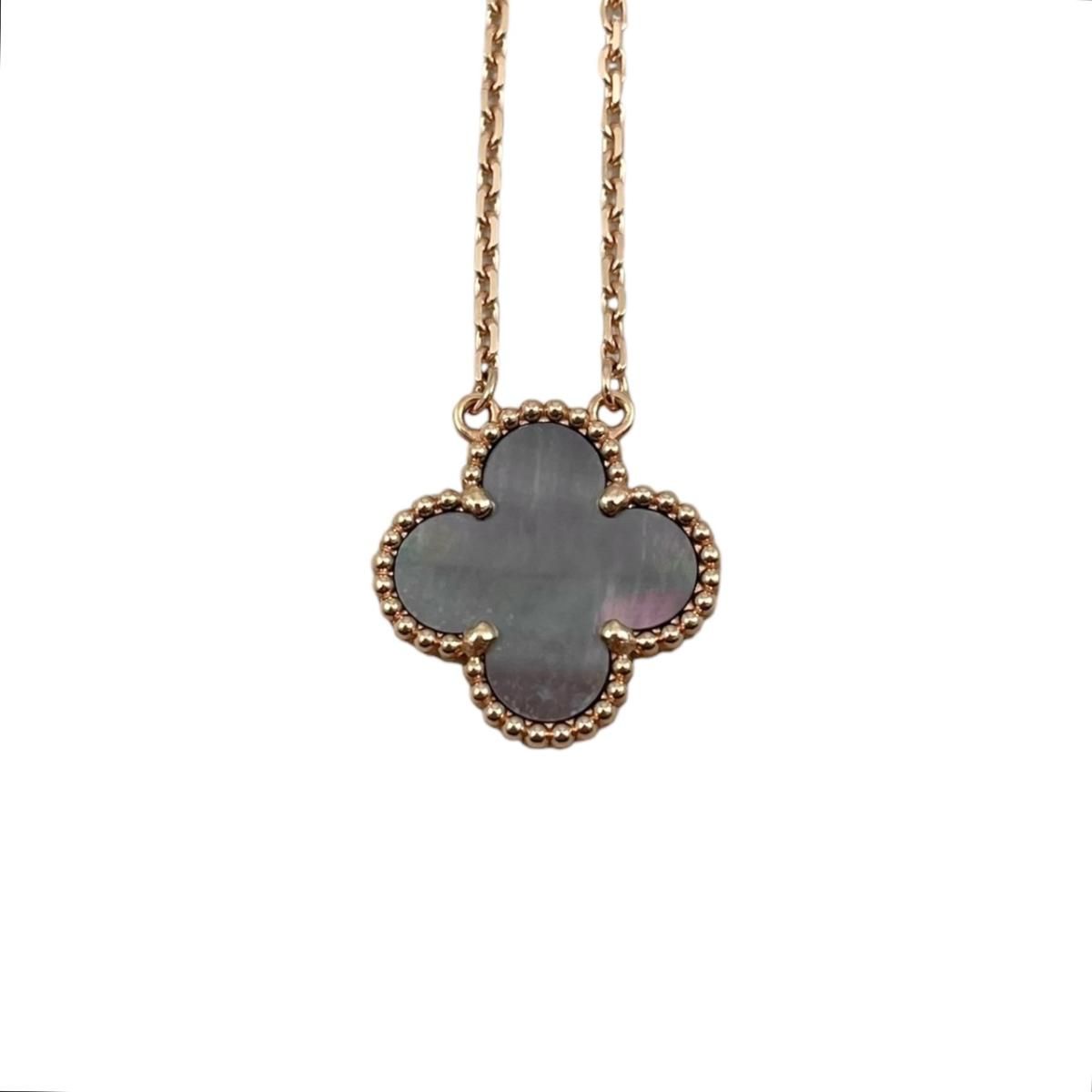 Van Cleef & Arpels Necklace Vintage Alhambra Pendant Rose Gold Gray — view 3
